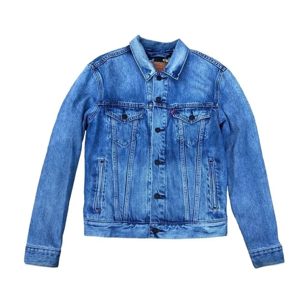 LEVI'S STRAUSS Waikiki Denim Trucker Jacket SM Jean Blue Hawaiian Ku'uipo​​